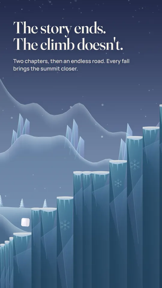 Snowy towers of ice in the endless climb